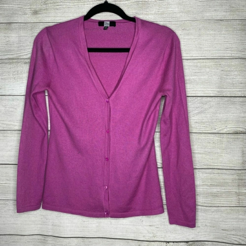 Saks Fifth Avenue Purple Silk/Cashmere Blend Cardigan
